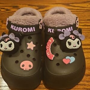 Black Mules with Purple Accents
